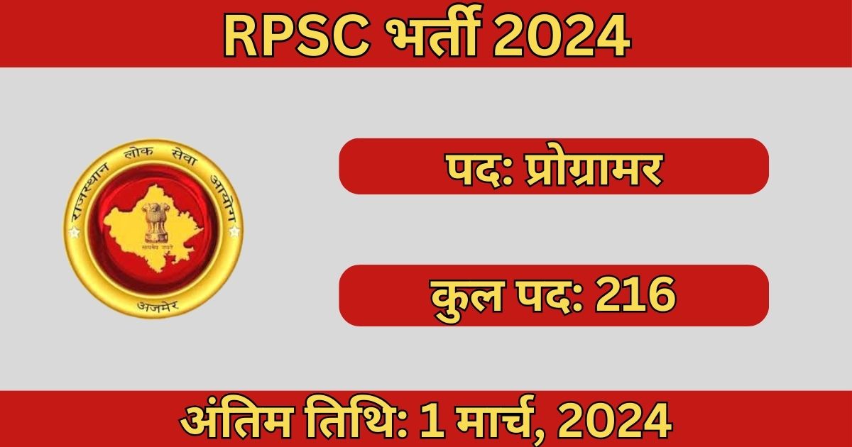 RPSC Programmer Recruitment 2024: 216 प्रोग्रामर पदों के लिए भर्ती