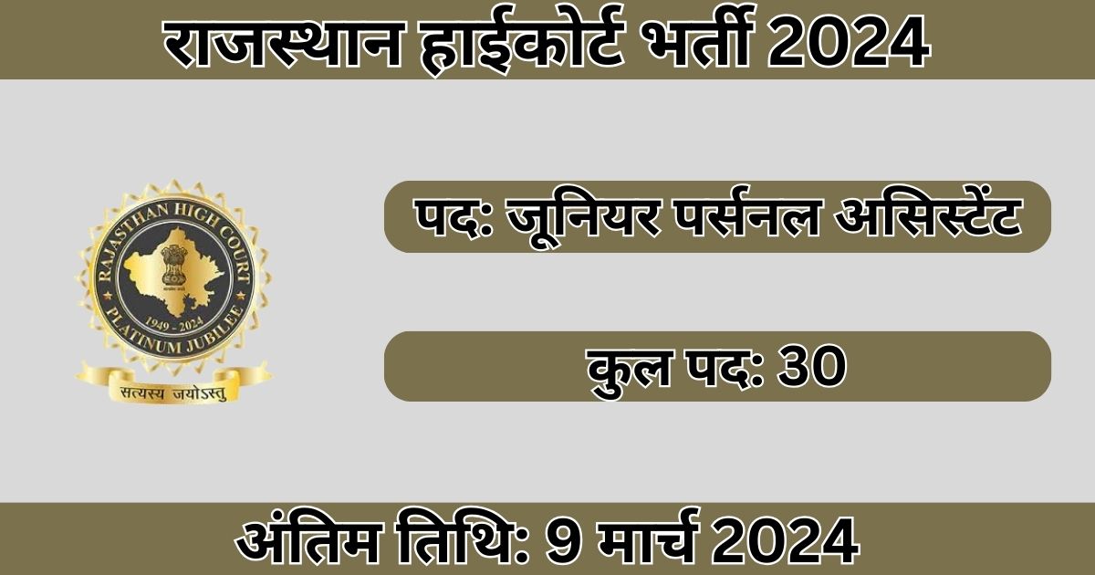 Rajasthan High Court Recruitment 2024: 30 पदों के लिए भर्ती